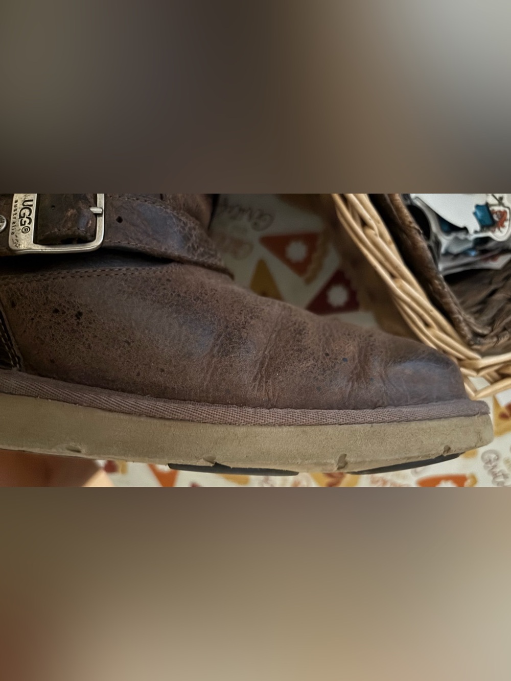 UGG Brown Leather Biker Style Boots - Size 9 - Picture 8 of 10